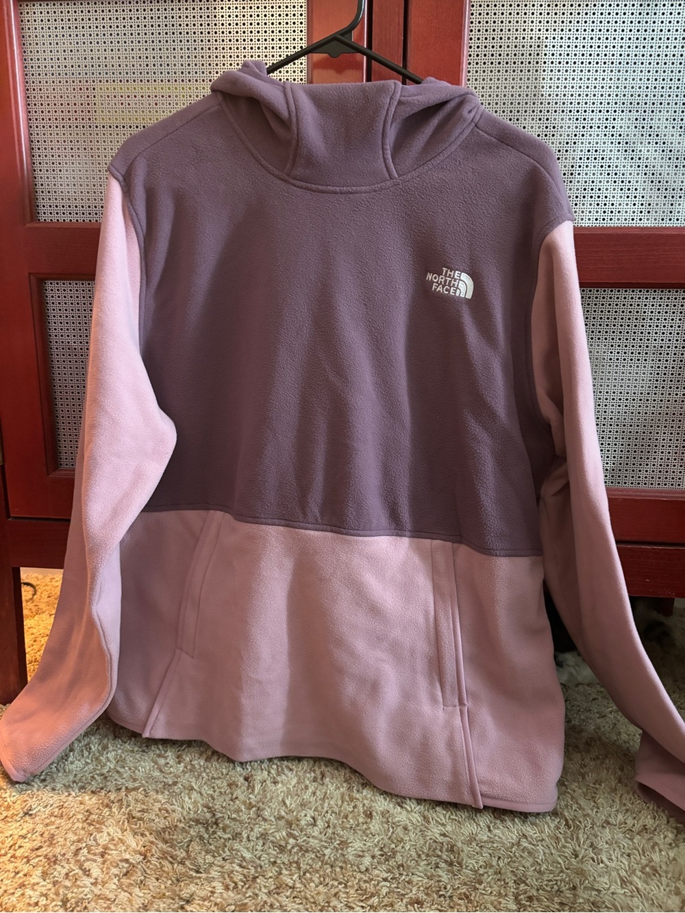 The North Face Women's Two-Tone Lavender and Light Pink Fleece Pullover Hoodie